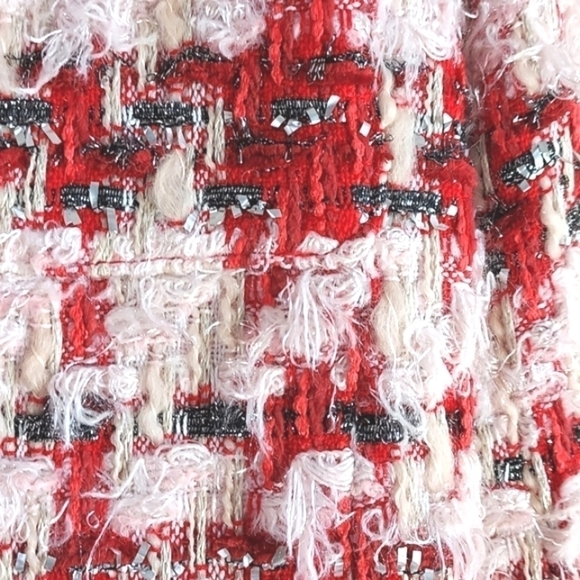 NWOT Amen Wardy Aspen Metallic Tweed Mid Length Jacket Pink Red Size FR36 - Picture 6 of 17